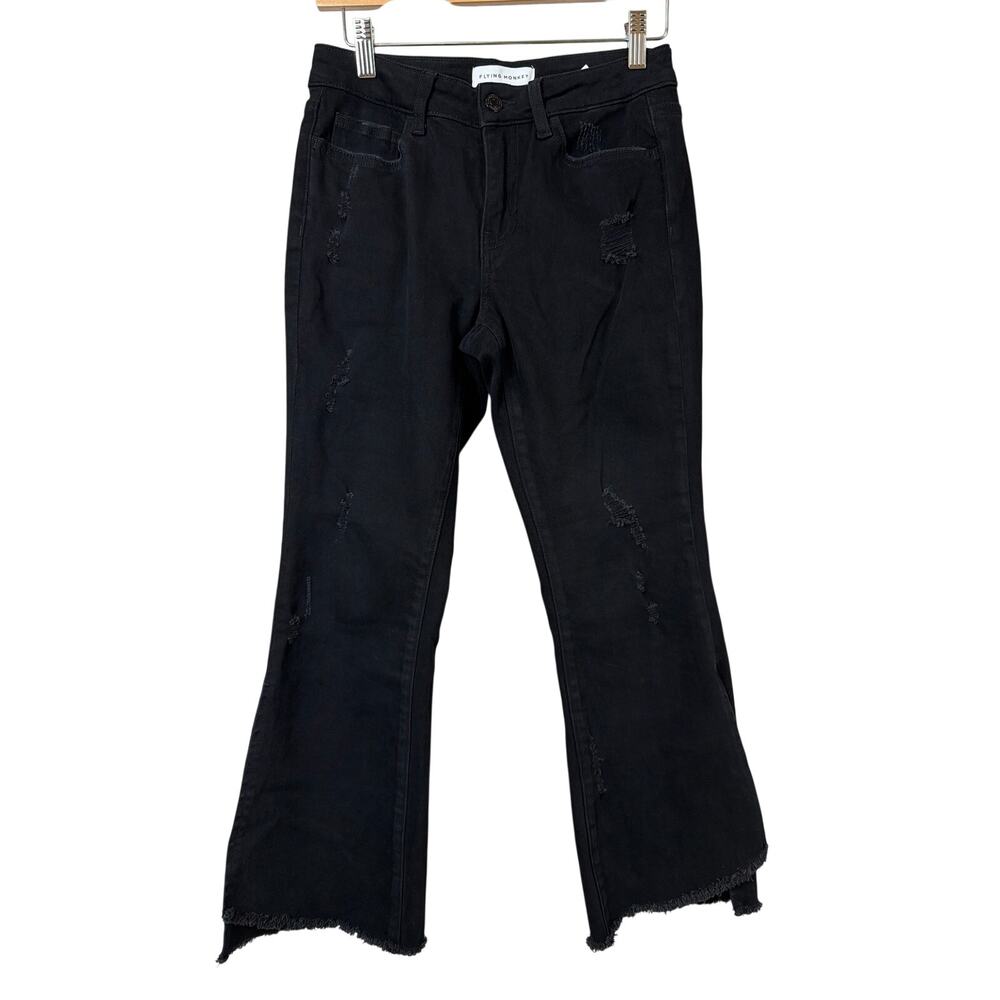 Flying Monkey Black Distressed Flare Jeans Size 26